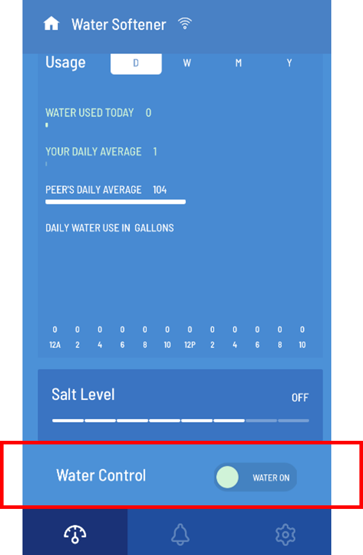 water control button iqua app wifi